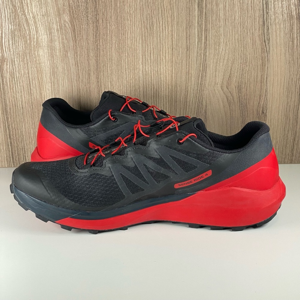 Salomon Sense Ride 4 Black/Red Running Hiking Shoes 413781 Men’s Size 11 - Picture 5 of 9